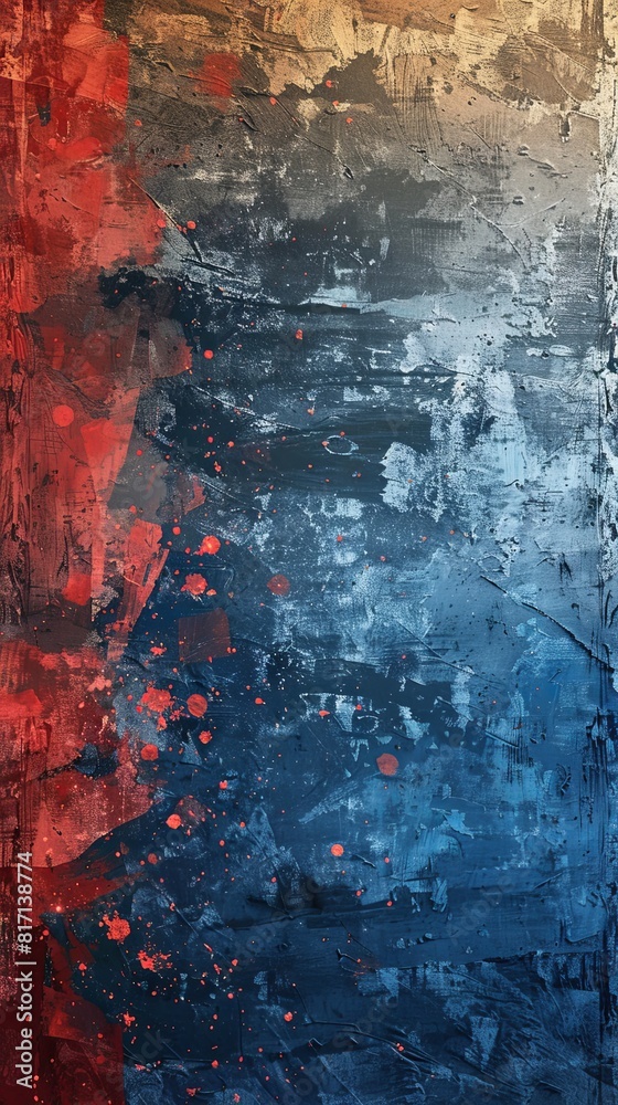 Obraz premium Gritty Abstract Patriotic Red White Blue Vertical Background - 4th of July