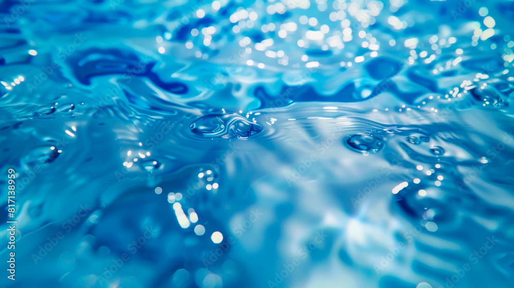 The image is of a body of water with a blue hue. The water appears to be calm and still, with no visible ripples or waves The image is of a body of water with a blue hue. The water appears to be calm and still, with no visible ripples or waves