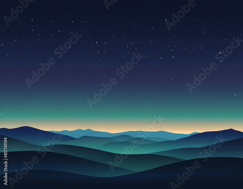 colorful gradient landscape with mountains digital art