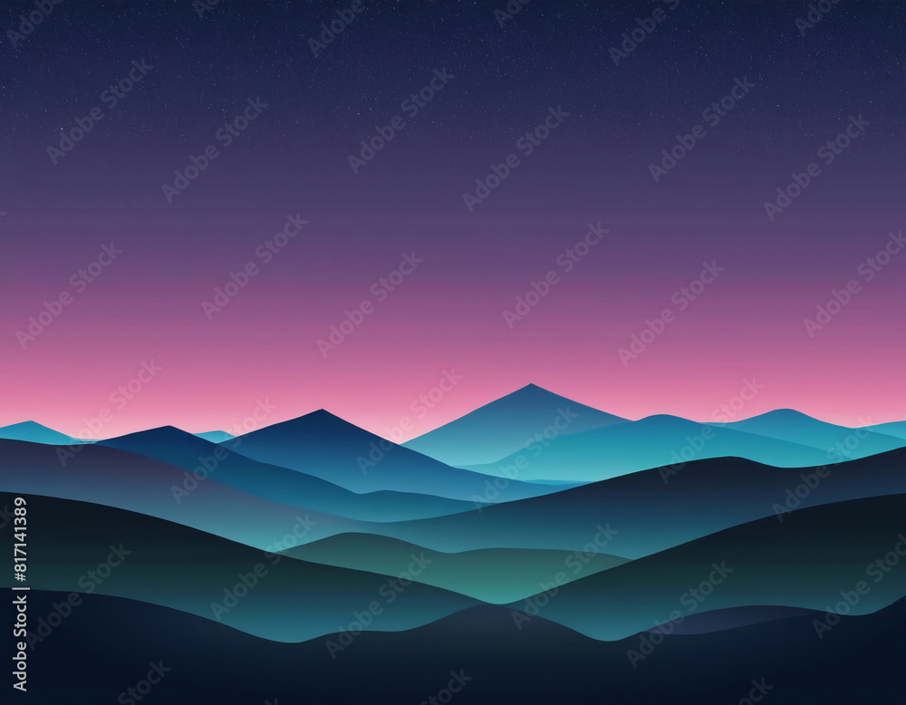 Fototapeta premium colorful gradient landscape with mountains digital art