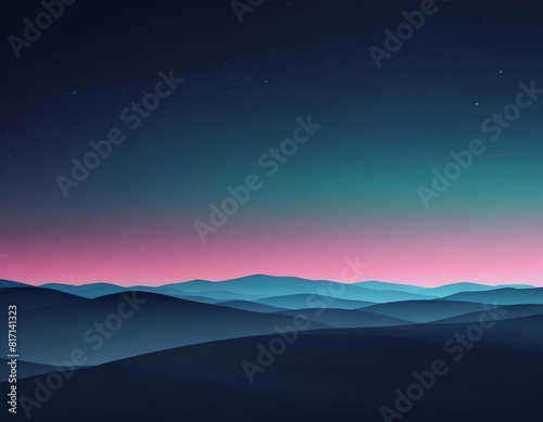 colorful gradient landscape with mountains digital art