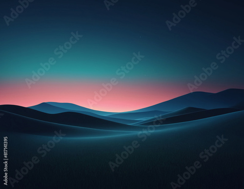 colorful gradient landscape with mountains digital art