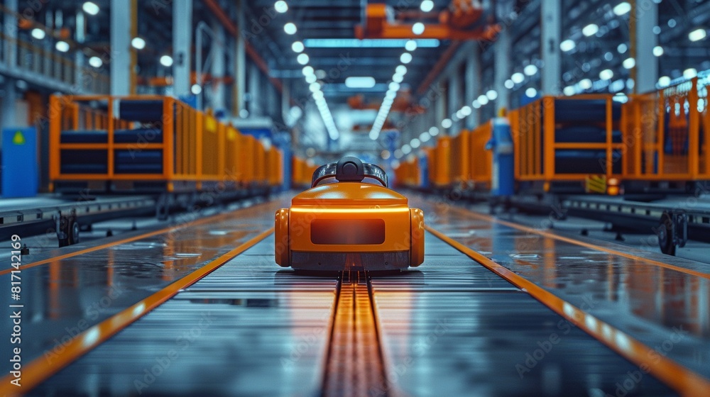 A robot navigating indoors on a factory floor 8K , high-resolution, ultra HD,up32K HD A robot navigating indoors on a factory floor 8K , high-resolution, ultra HD,up32K HD