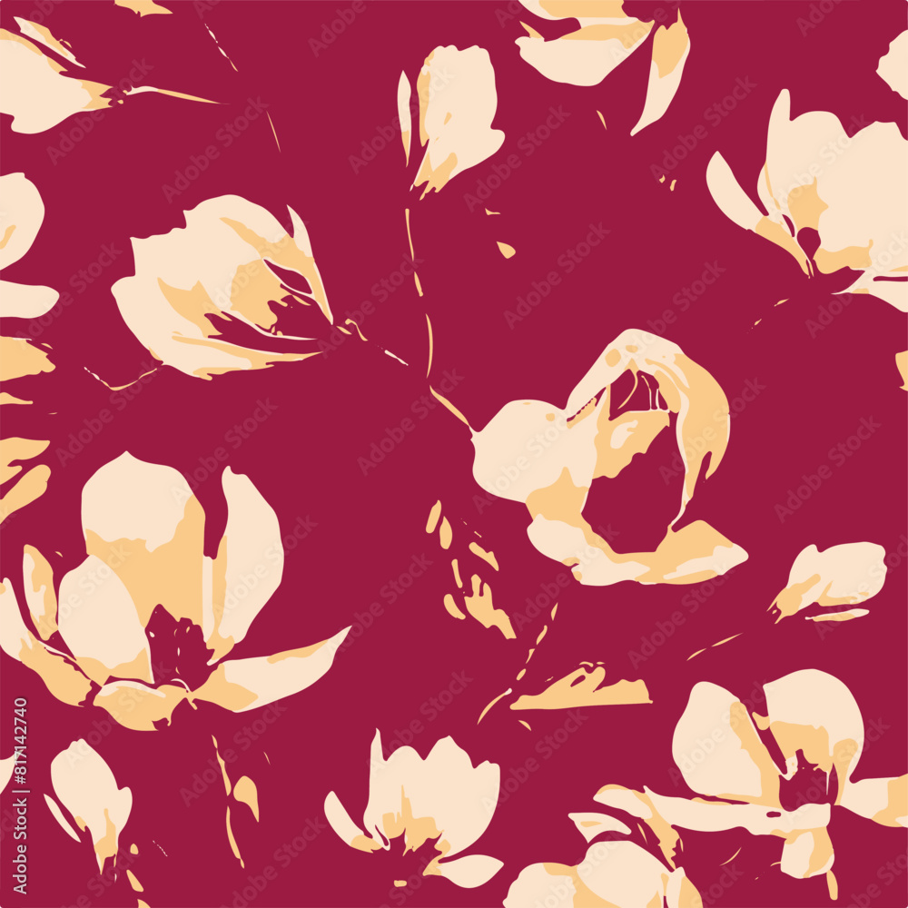 Floral seamless pattern with big flowers and Vector illustration. Floral seamless pattern with big flowers and Vector illustration.