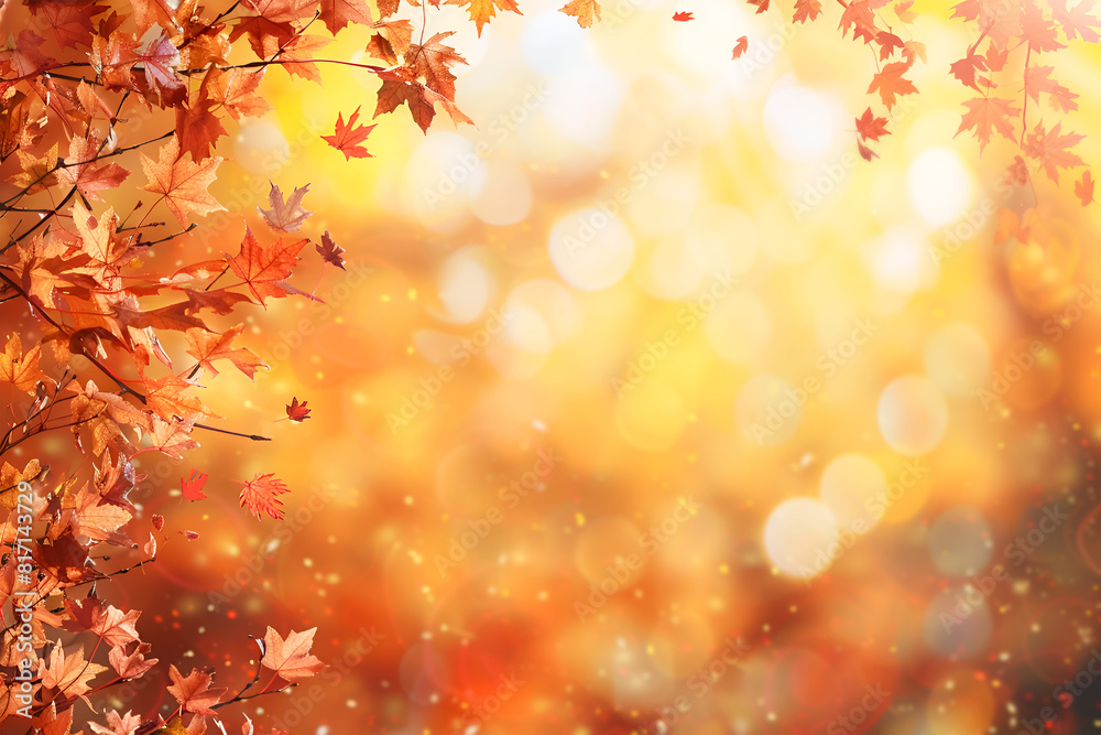 Autumn leaves background with copy space