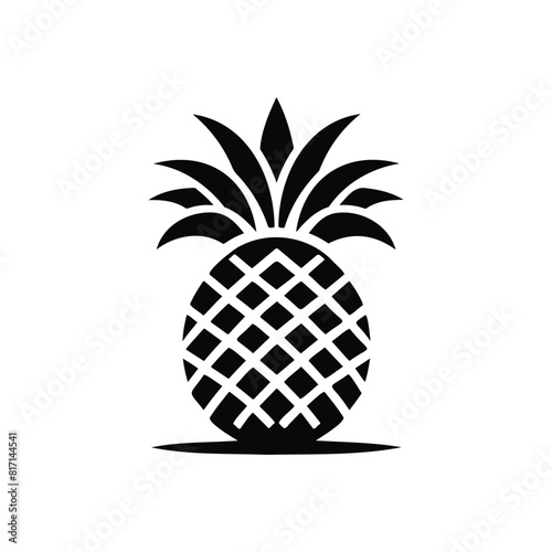 Vector black silhouette of a pineapple isolated on a white background.