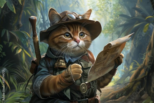 Embark on thrilling expeditions and daring escapades with an intrepid explorer cat  searching for hidden treasures and ancient artifacts. 