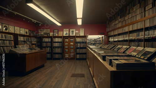 Vintage record store interior scene