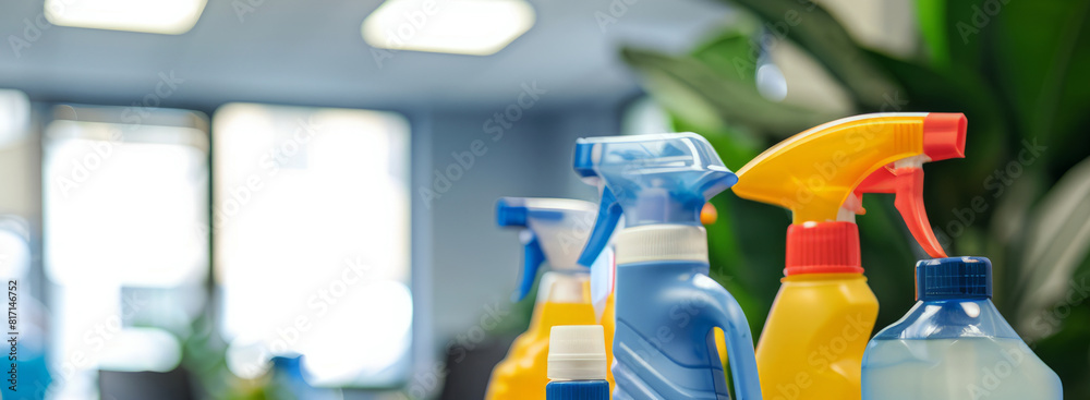 cleaning supplies in the office,