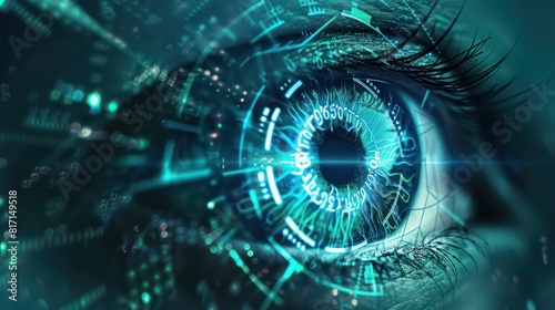  illustration wallpaper eye with abstract digital cybersecurity theme