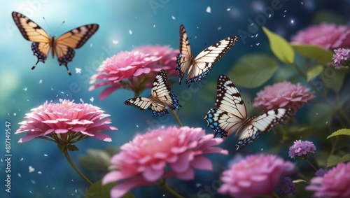 butterfly on flowers Generated Ai 