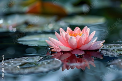 Pink Water Lily with Dew Drops
