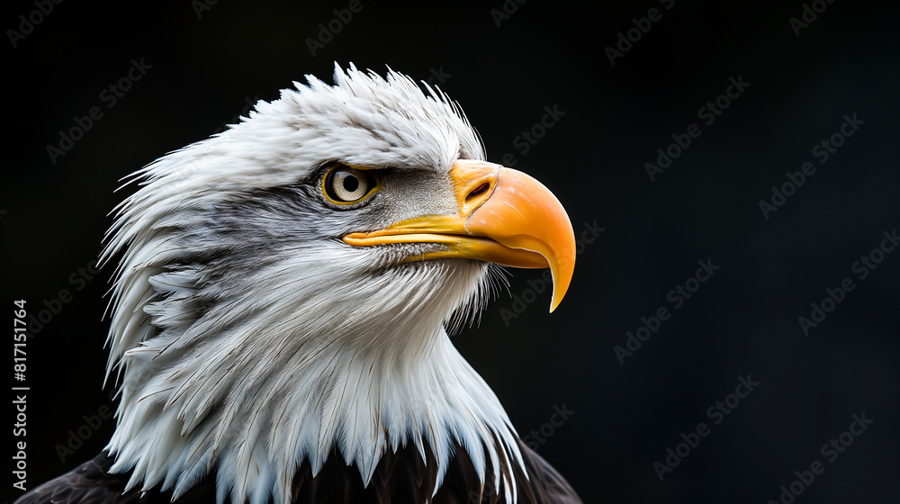 Obraz premium Close up portrait eagle, A majestic bald eagle soaring majestically
