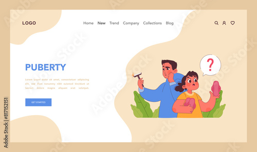 Puberty concept. Flat vector illustration