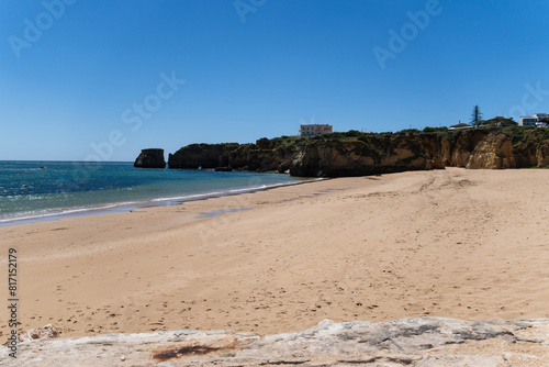 Praia da Batata beach of Ponta da Piedade in the Algarve, Portugal. Natural features, cliffs and limestone formations