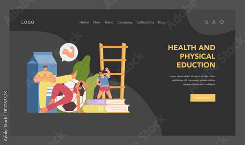 Active lifestyle education. Flat vector illustration