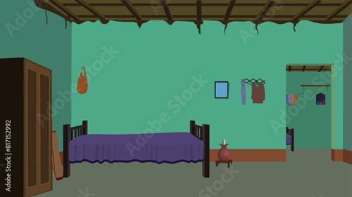 Indian Village house Indoor design, poor home inside design, Indian village background, mud house interior design, background for 2d cartoon animation