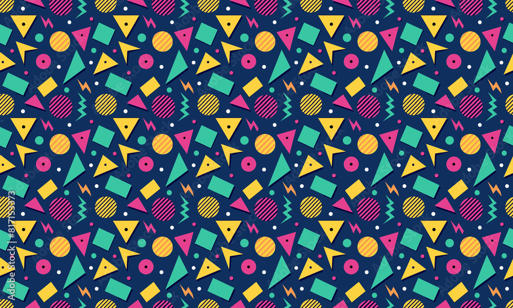 Naklejka premium Memphis Design Seamless Pattern Wallpaper Background