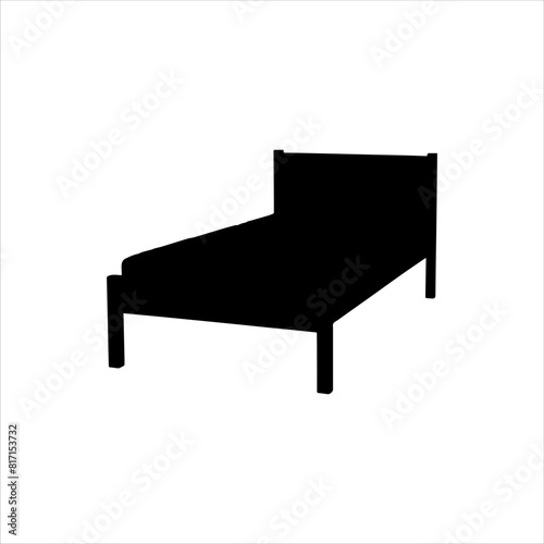 Single bed silhouette isolated on white background. Single bed icon vector illustration.