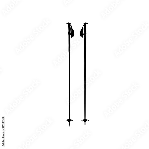 Ski poles silhouette icon vector illustration isolated on white background