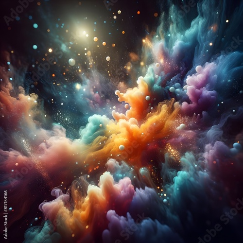 An Abstract Journey Chromatic Nebula  A Symphony of Colorful Smoke photo