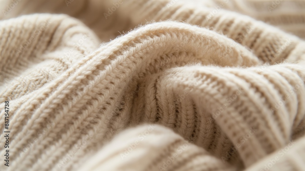 Soft Beige Woolen Fabric Close-Up Soft Beige Woolen Fabric Close-Up