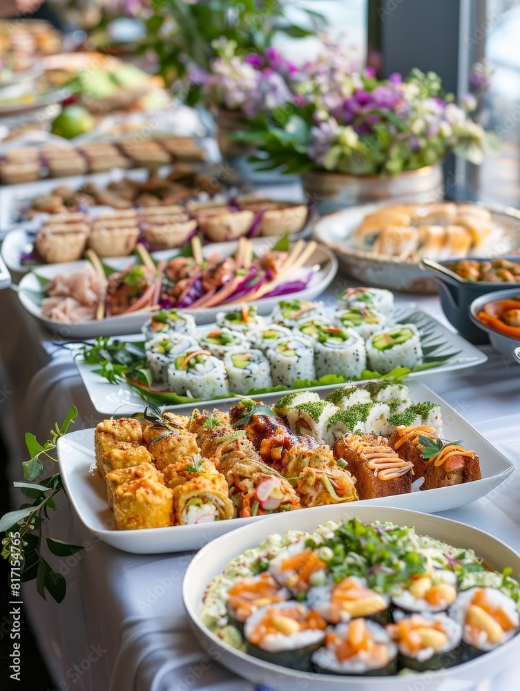 Bohemian Wedding A Global Culinary Fusion Feast Arranged on a Draped Table