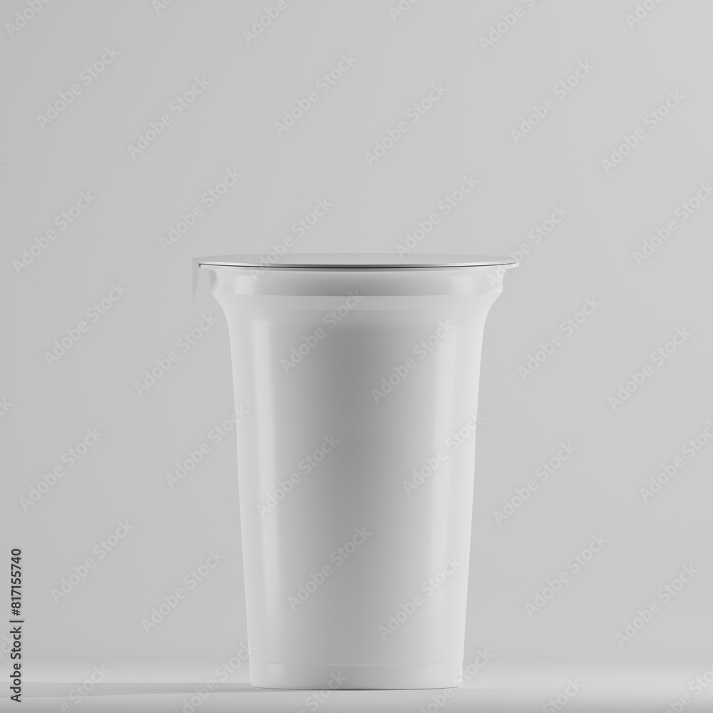 white plastic yogurt mockup front view 3d render white plastic yogurt mockup front view 3d render