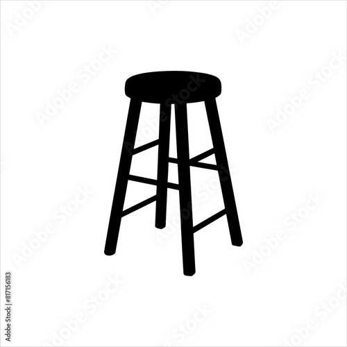 Wooden stool silhouette isolated on white background. Stool icon vector illustration.