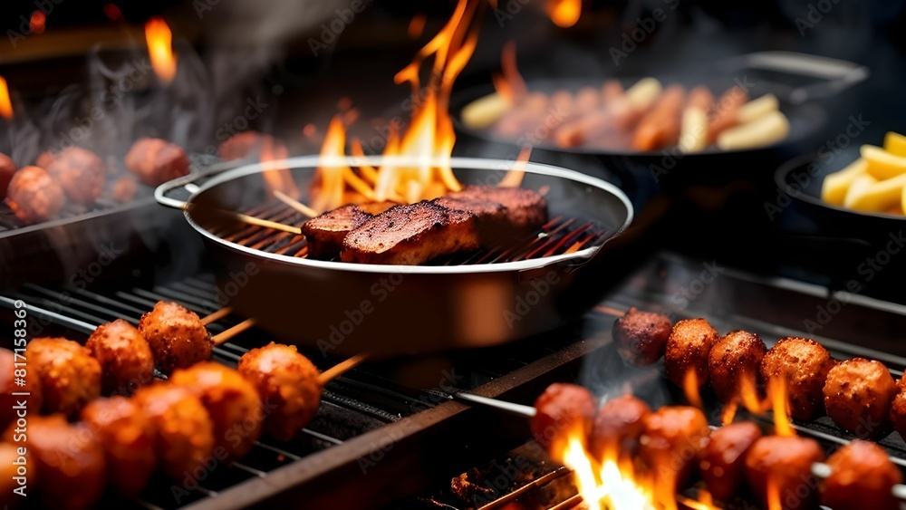 scenic view of Barbeque-cooked food in a restaurant scenic view of Barbeque-cooked food in a restaurant