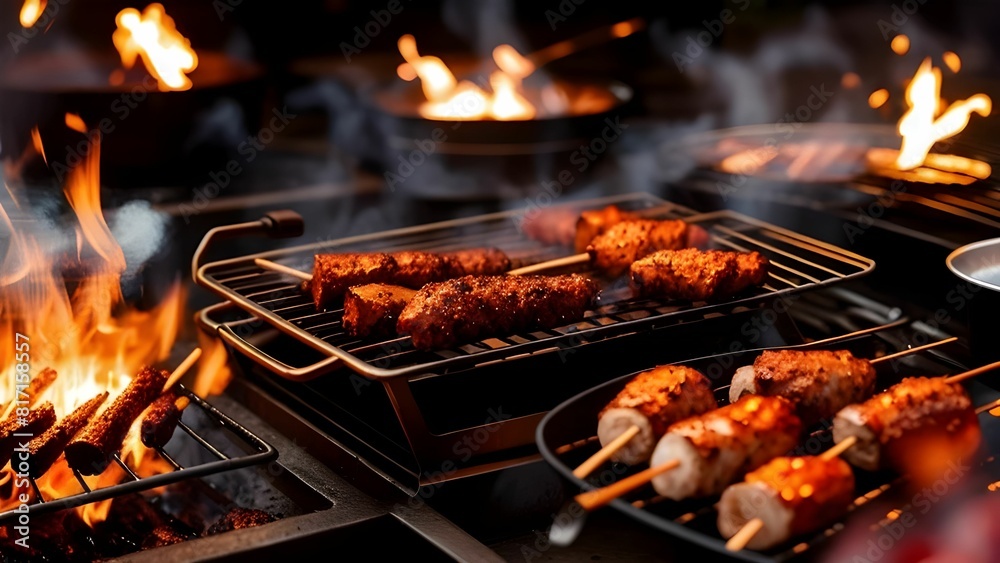 scenic view of Barbeque-cooked food in a restaurant scenic view of Barbeque-cooked food in a restaurant