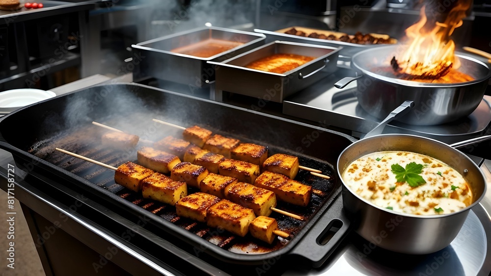 scenic view of Barbeque-cooked food in a restaurant scenic view of Barbeque-cooked food in a restaurant