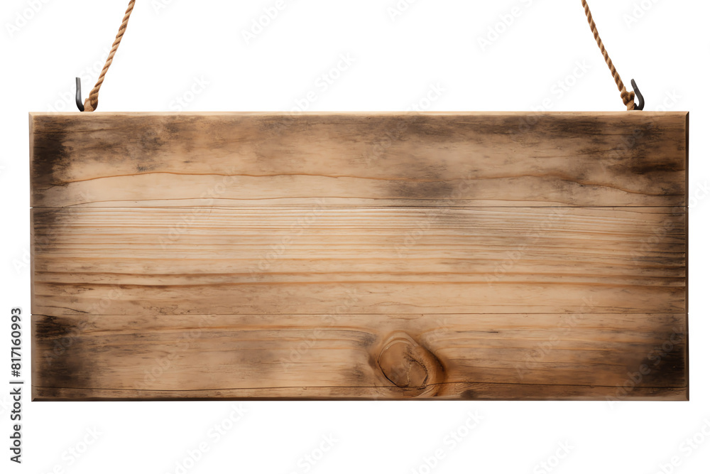 Blank wooden sign board hanging on ropes. Blank wooden sign board hanging on ropes.