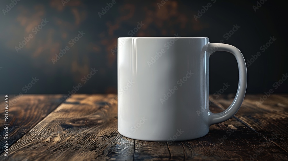 Blank White Mug on Wooden Table, Mockup for Design and Branding
Blank White Mug on Wooden Table, Mockup for Design and Branding