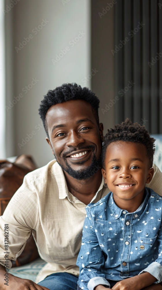 Black father with little son Black father with little son