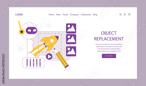 ai for video creation. Flat Vector Illustration