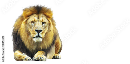 Lion isolated on white background. The lion (Panthera leo) is a large cat of the genus Panthera, native to Africa and India