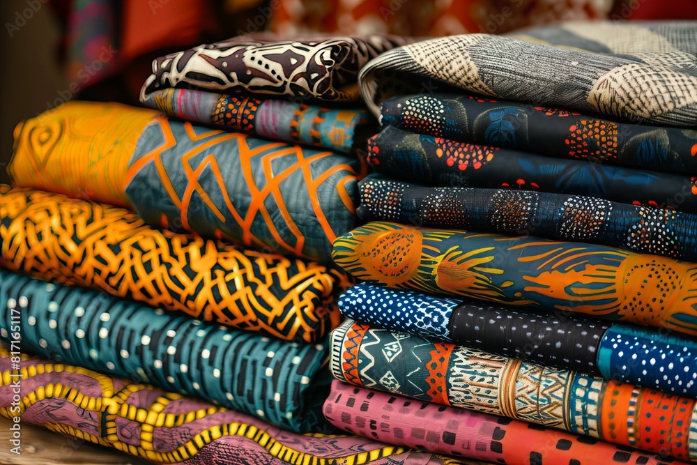 A close up of a pile of colorful fabric on a table A close up of a pile of colorful fabric on a table