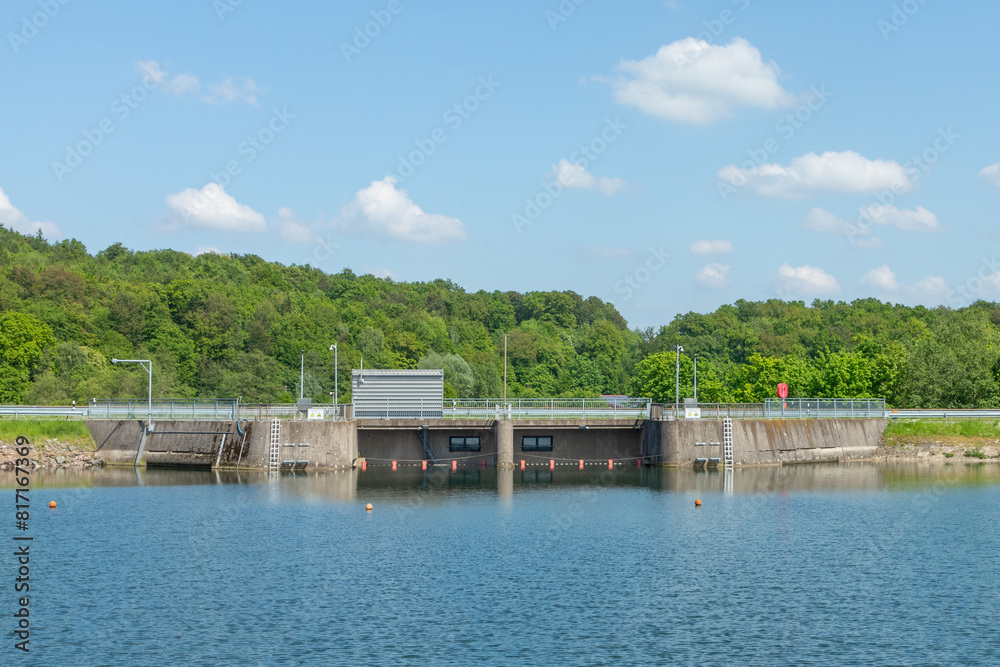 dam at Emmerstausee - Emmer Reservoir in Germany at lake Schieder,