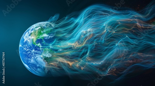 Create an image depicting the global interconnectedness of weather systems