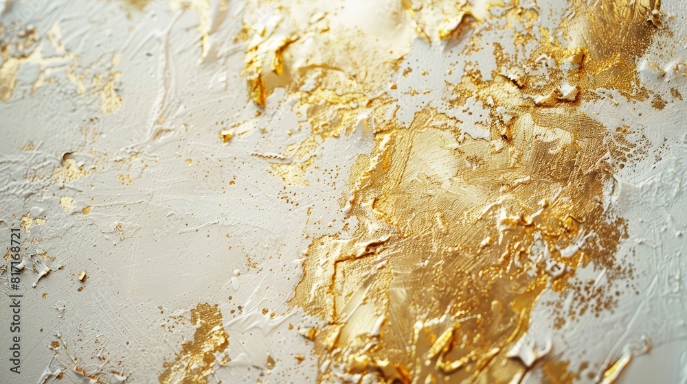 Abstract gold foil on a grungy white canvas, selective focus on the contrast of shine and texture, surreal, Composite, modern design studio backdrop Abstract gold foil on a grungy white canvas, selective focus on the contrast of shine and texture, surreal, Composite, modern design studio backdrop