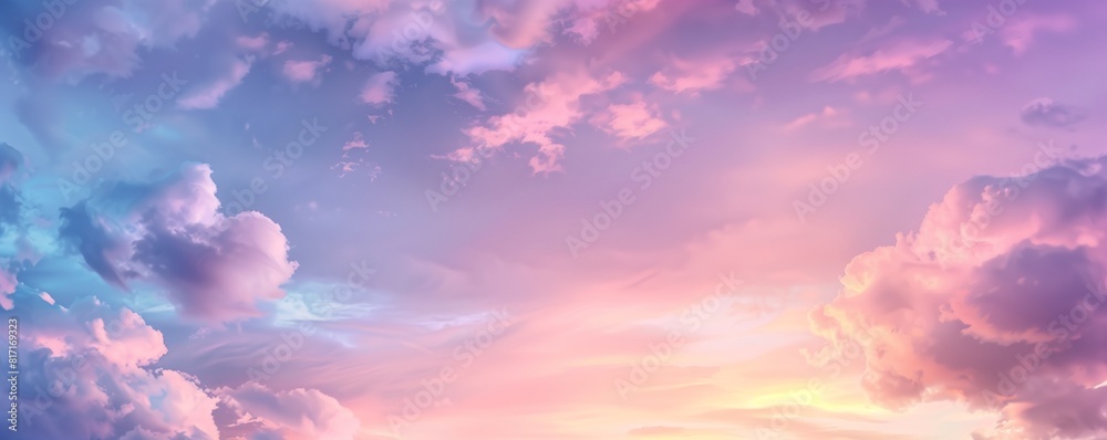 A dreamy abstract background of soft pastel clouds floating against a twilight sky, with gentle gradients of pink, purple, and blu A dreamy abstract background of soft pastel clouds floating against a twilight sky, with gentle gradients of pink, purple, and blu