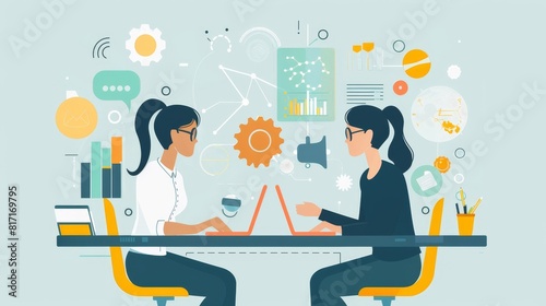 Generate a visual narrative of a businesswoman mentoring