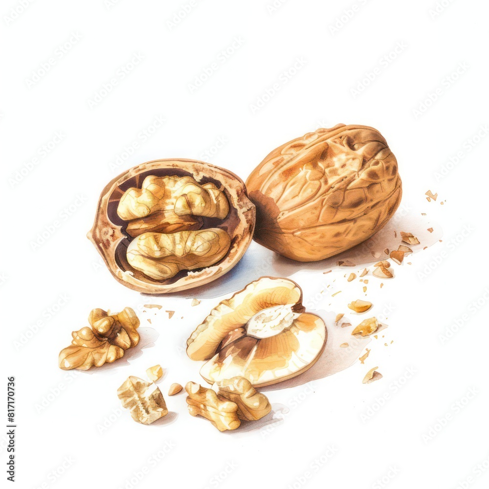 walnut illustration on a flat white background 

