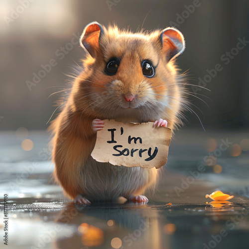 Fluffy Hamster Expressing Regret with 