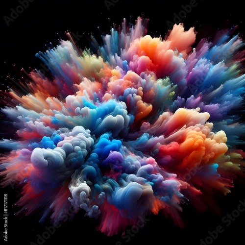 An Abstract Journey Chromatic Nebula  A Symphony of Colorful Smoke photo