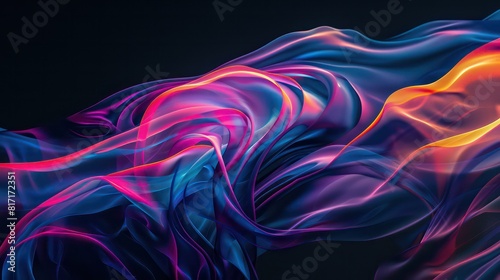 waves wallpaper floating like smoke with colorful lines that rippled randomly in a black background 