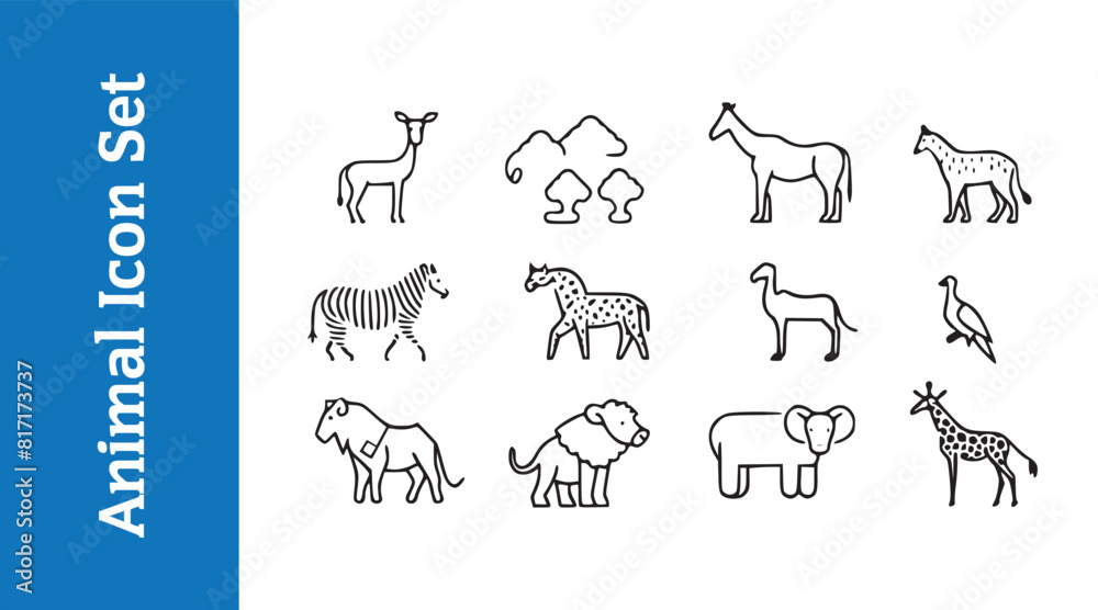 Africa safari animals set collection symbols icons 