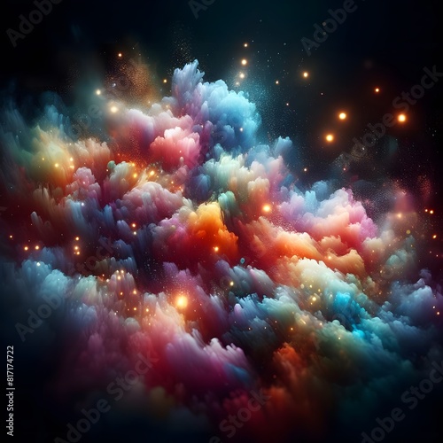 An Abstract Journey Chromatic Nebula  A Symphony of Colorful Smoke photo