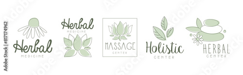 Homeopathy and Holistic Herbal Treatment Logo Vector Set